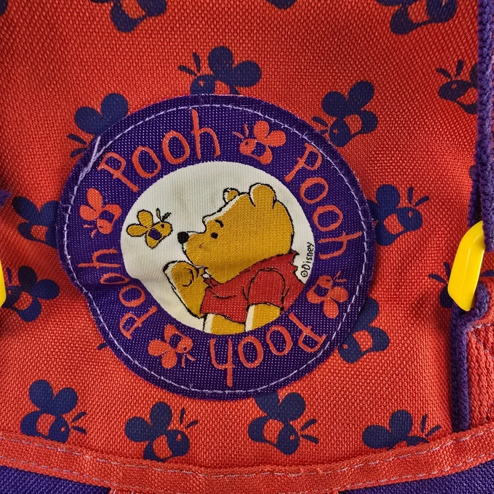 Vintage RARE Disney Winnie the Pooh Diaper Bag Red Purple Canvas Bee Print Tote